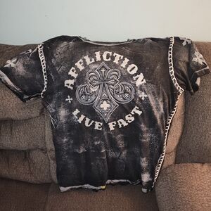 Affliction Men's Grey and Black Shirt